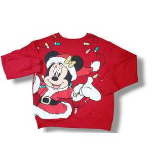 Disney Minnie Mouse Girls 10 French Terry Holiday Sweatshirt Pullover